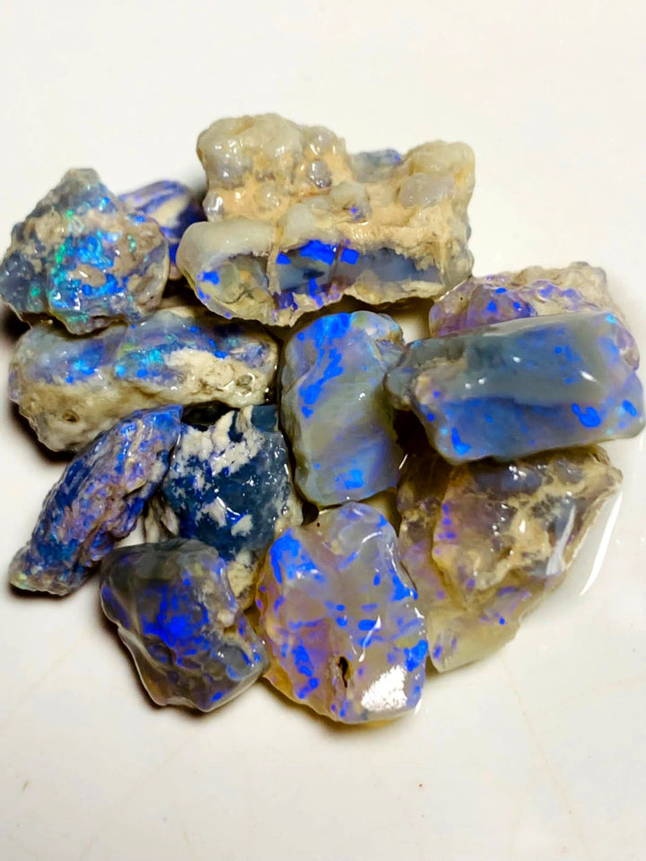 OPAL MONTH SPECIAL Lightning Ridge Rough Dark & Crystal Opal Parcel 63cts Lots of Potential & Cutters Lots Bright colours & bars 18x11x7mm to 10x9x4mm WSY99