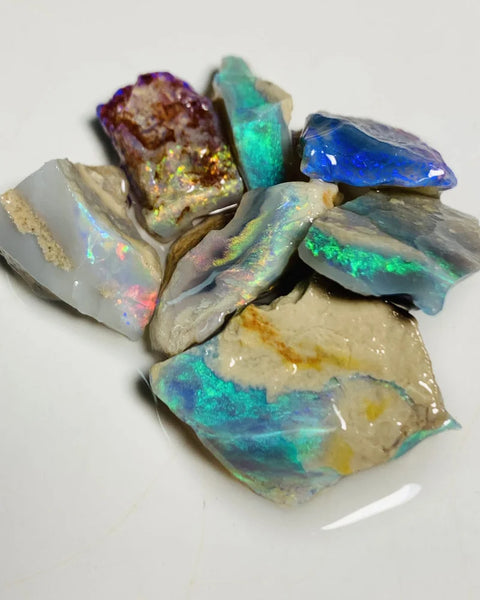 Lightning Ridge Rough Opal Parcel 38cts Semi Black & Crystal High Grade Very Bright Lovely colourful material for cutters 18x14x7mm to 13x8x3mm WSX17