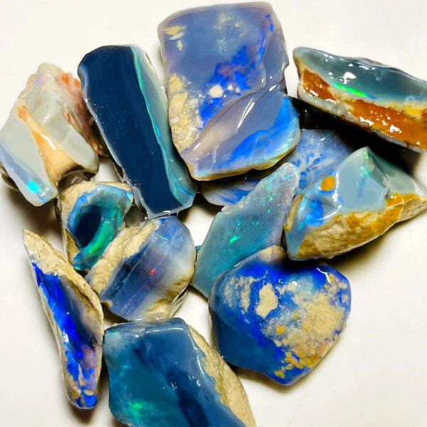 Lightning Ridge Rough nice Thick  Dark  Seams Opal Parcel 155cts Lots of Potential & Cutters Lots Bright colours & bars 23x15x7mm to 14x10x8mm WAC24