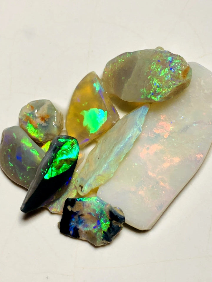 Lightning Ridge Opal Rough n Rub Parcel Black Dark & Crystal From the Miners Bench® 27cts Super Bright Multifires 30x12x3mm to 6x5x4mm  WSY95