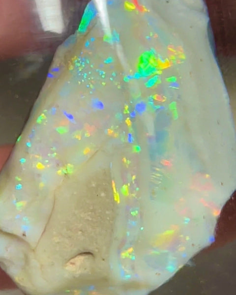 CUTTERS GEM ROUGH Lightning Ridge  47.75cts Bright gorgeous Multicolours to cut & polish 33.00x 18.00x 17.00mm NEW973