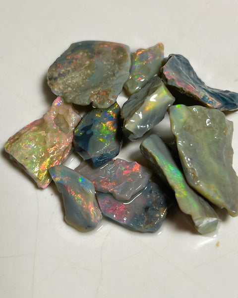 May MEGA DEAL RED ALERT Black & Dark opal rough parcel 49.95cts Bright gorgeous Multicolours to cut & polish ! 18x14x5 to 12x10x2 mm NEW972