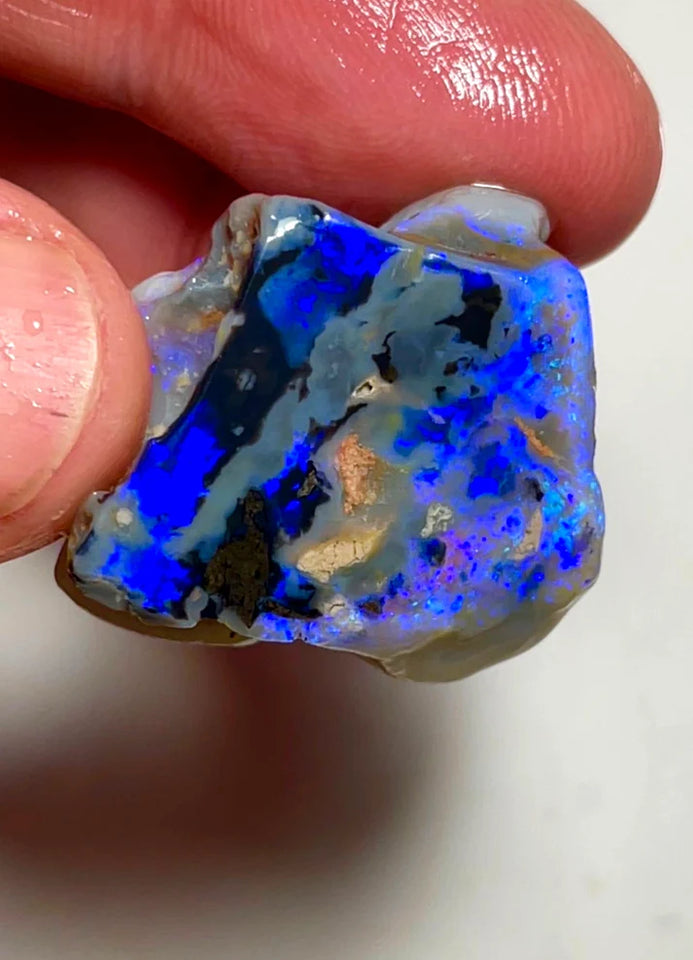 Huge Sized Picture stone rub Black/Dark Seam opal rub/rough 58cts L/Ridge Gorgeous Blues 30x24x12 mm SKU#0896