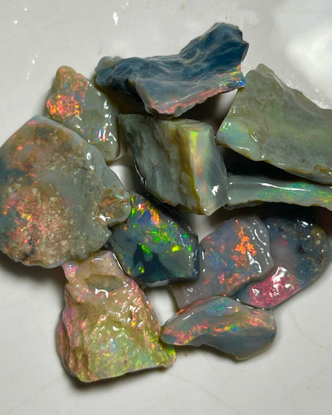 May MEGA DEAL RED ALERT Black & Dark opal rough parcel 49.95cts Bright gorgeous Multicolours to cut & polish ! 18x14x5 to 12x10x2 mm NEW972