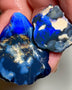 Big Blue on Black/Dark Rub rough seam opal pair 38cts L/Ridge nice Blues 30x25x5mm & 18x13x4mm SKU#0267