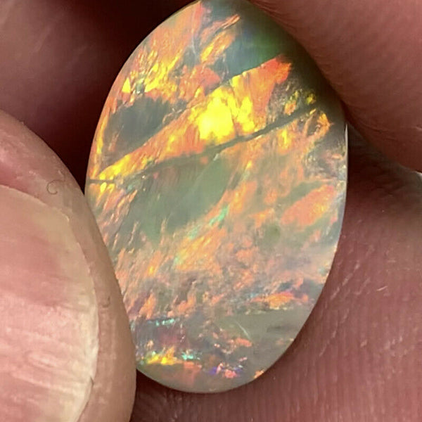 Australian Semi Black Opal Gemstone 3.4cts N7 Body Tone B3 Brightness Stunning Multi fires & play of colour 18x11x2mm GEM1344