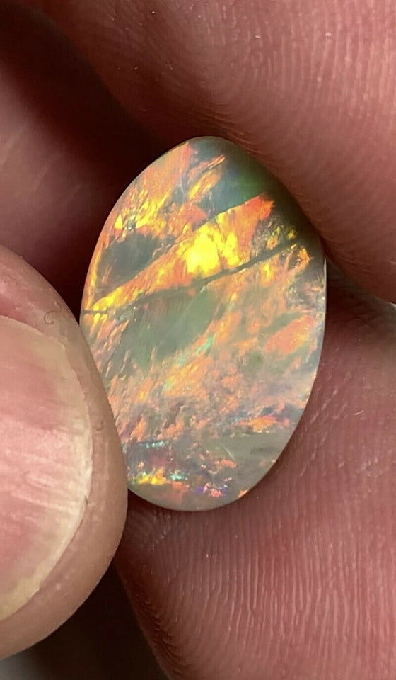 Australian Semi Black Opal Gemstone 3.4cts N7 Body Tone B3 Brightness Stunning Multi fires & play of colour 18x11x2mm GEM1344