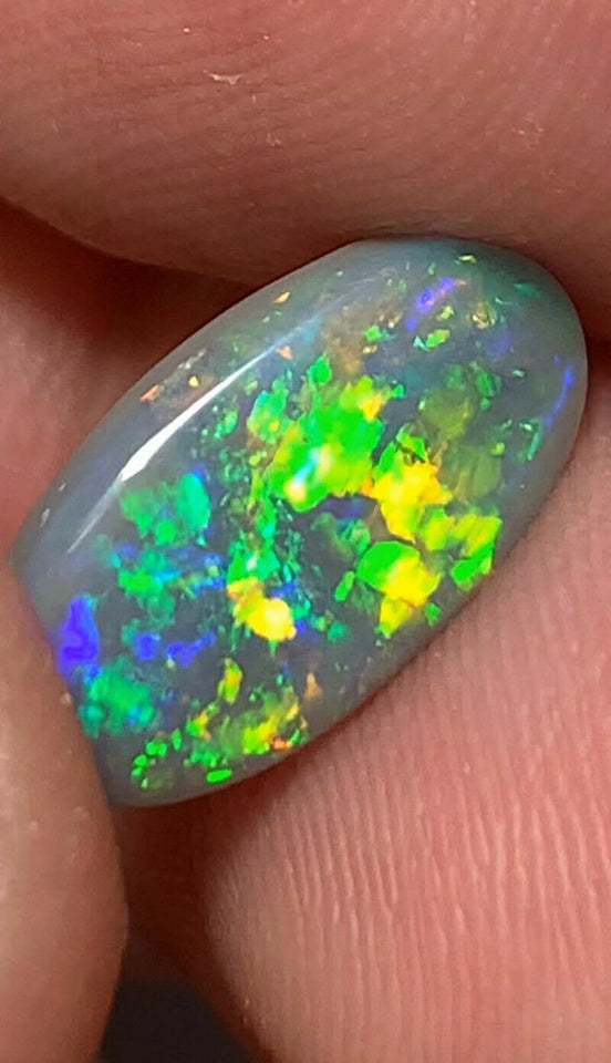 Australian Semi Black Opal Gemstone 2.2cts Coocoran Field N5 Body Tone B2 Brightness Stunning Multi fires & Mosaic/Block pattern 14x7x2.5mm  GEM709