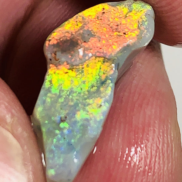 Australian Rough Opal 5.8cts Exquisite Handpicked Select Semi Black Untouched Seam Super Bright Multi colour fires to Cut / carve 20x8x6mm GEM1949