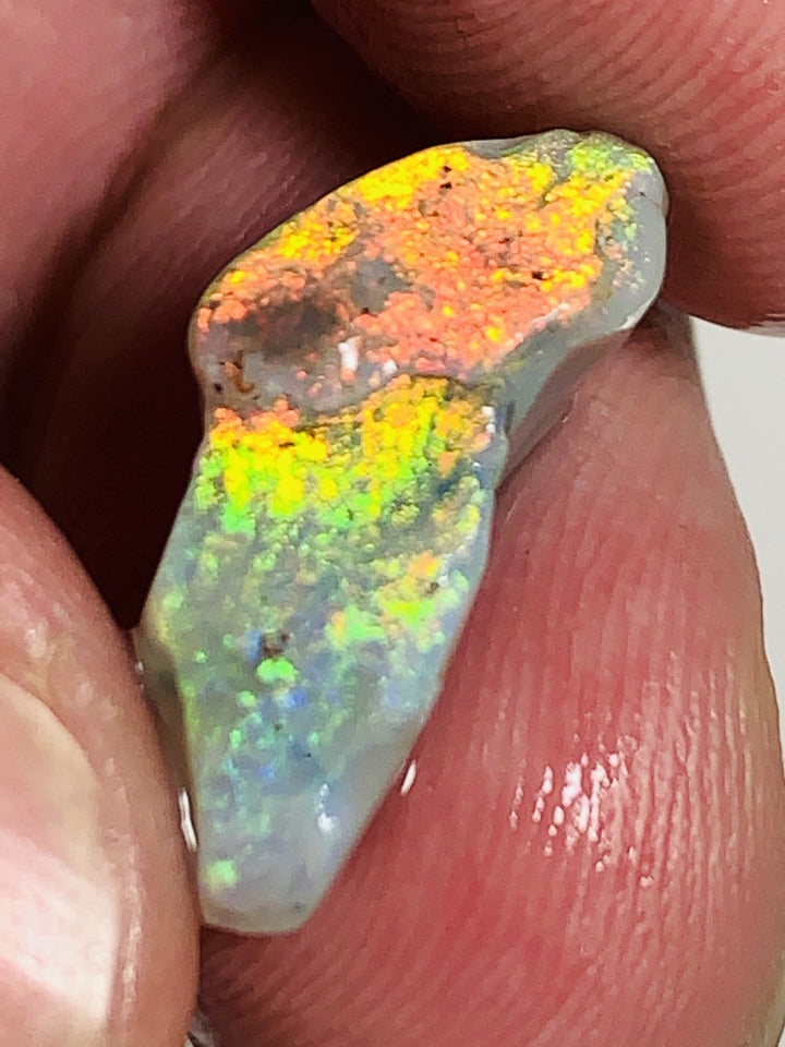 Australian Rough Opal 5.8cts Exquisite Handpicked Select Semi Black Untouched Seam Super Bright Multi colour fires to Cut / carve 20x8x6mm GEM1949