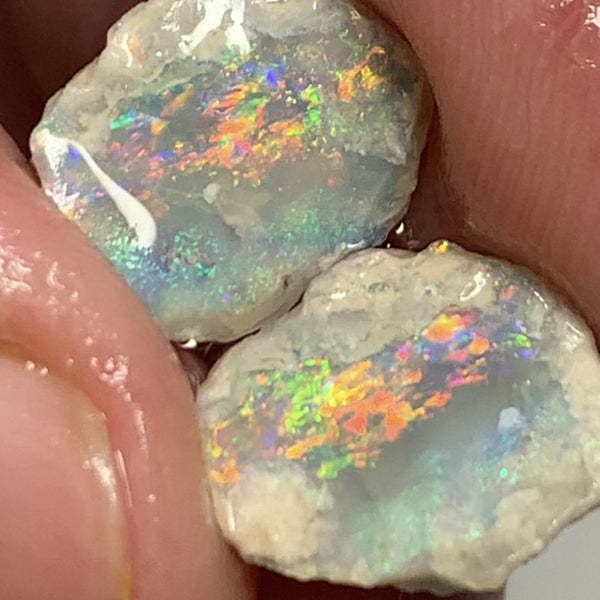 Australian Rough Opal 4.3cts Exotic Knobby Split Semi Black Stunning Multifires 23x19x3mm WSH66