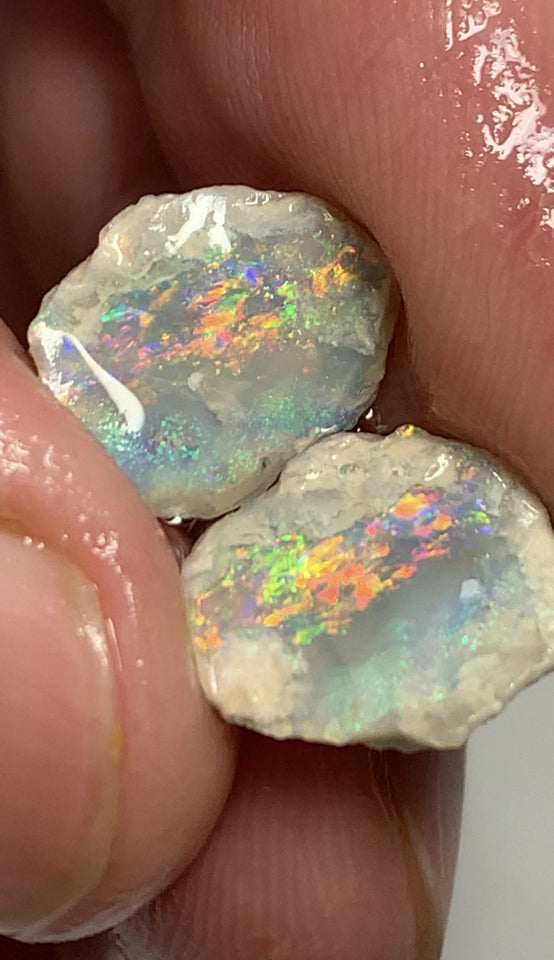 Australian Rough Opal 4.3cts Exotic Knobby Split Semi Black Stunning Multifires 23x19x3mm WSH66