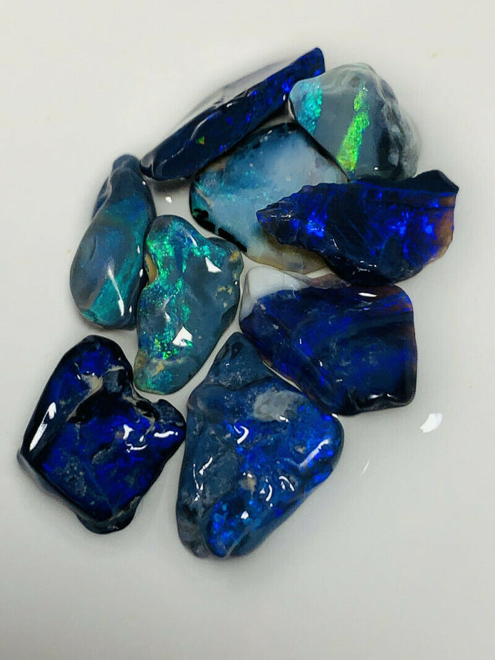 Australian Rough opal GEM GRADE Mulga® Field Blacks Parcel 28cts  Beautiful & Bright Fires for cutters 15x10x4mm to 10x9x6mm GEM1391