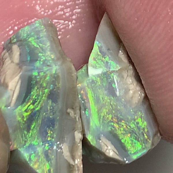 Australian Rough Opal Semi Black 13.5cts Cutters Candy  Gemmy Seam Split High Grade Vivid & Bright fires in stunning bars  18x9x9mm & 14x10x8mm WSN48