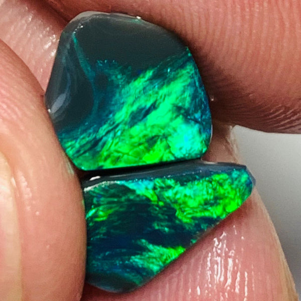 Australian Black Opal Rough Rub GEM GRADE PAIR 2.8cts Mulga® Field of Grawin Bright and Vibrant MultiFires Top Notch!!! WSC343