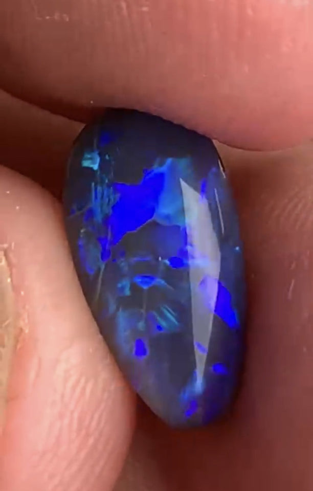 Australian Semi Black Opal Gemstone 2.5cts Gem Grade  N5 Body Tone B3 Brightness Crystal body with Stunning Blue fires 12x7x3.5mm WSP53