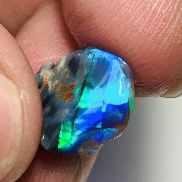 Australian Opal Semi Black Crystal Rub 4cts Extremely Saturated Vibrant Rough / Rub Super Vivid bright fires gorgeous play of colour WSC358