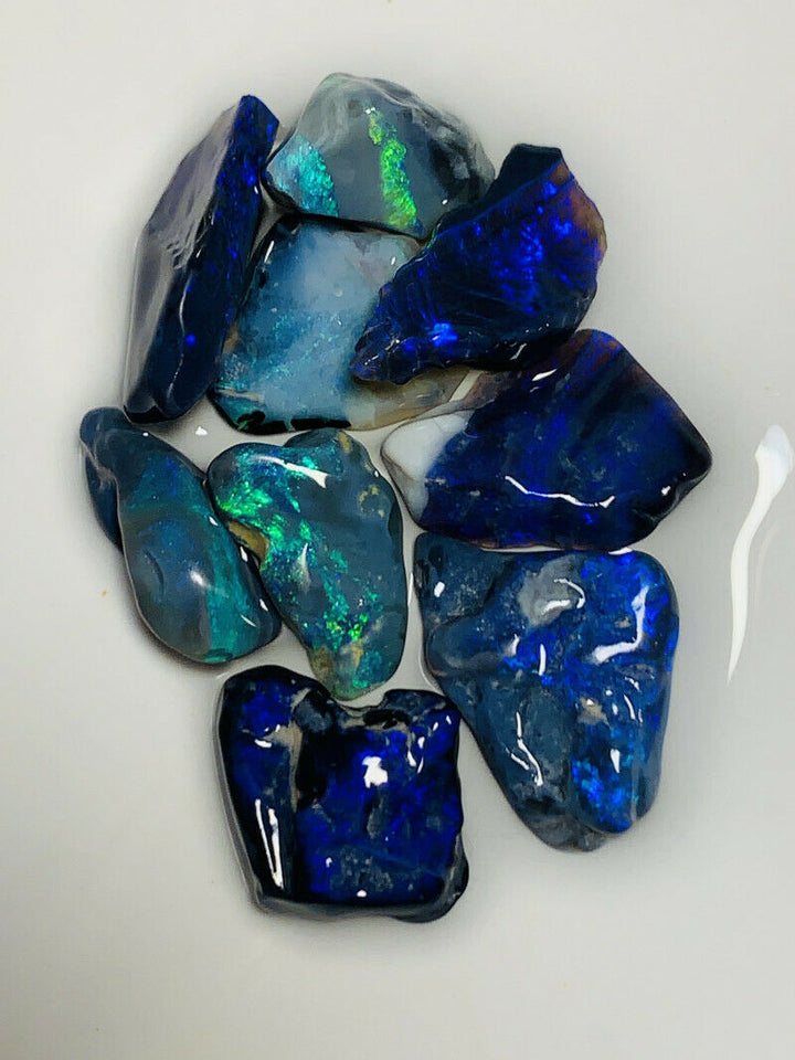 Australian Rough opal GEM GRADE Mulga® Field Blacks Parcel 28cts  Beautiful & Bright Fires for cutters 15x10x4mm to 10x9x6mm GEM1391