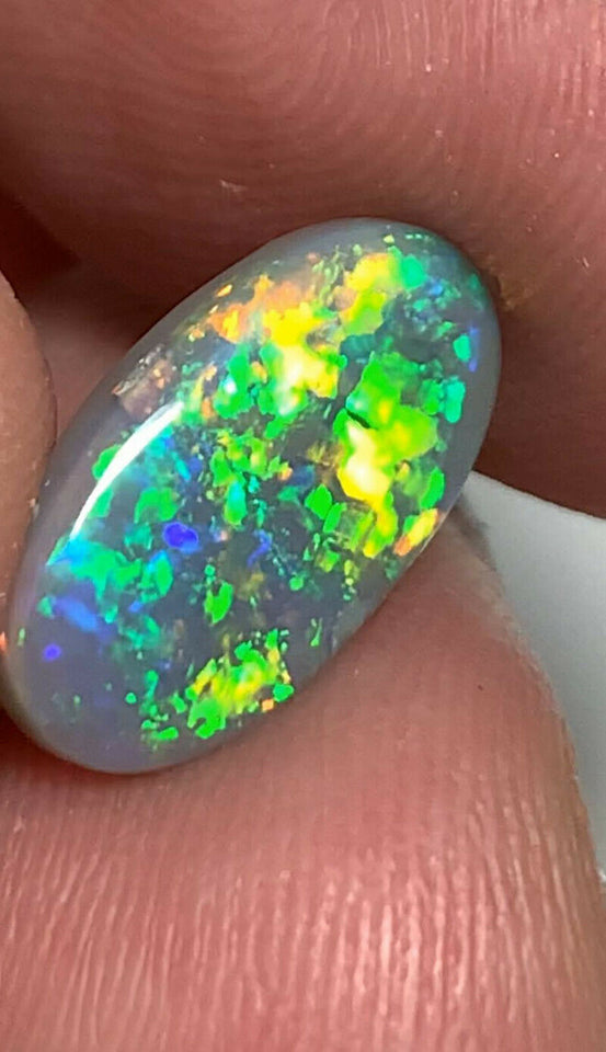 Australian Semi Black Opal Gemstone 2.2cts Coocoran Field N5 Body Tone B2 Brightness Stunning Multi fires & Mosaic/Block pattern 14x7x2.5mm  GEM709