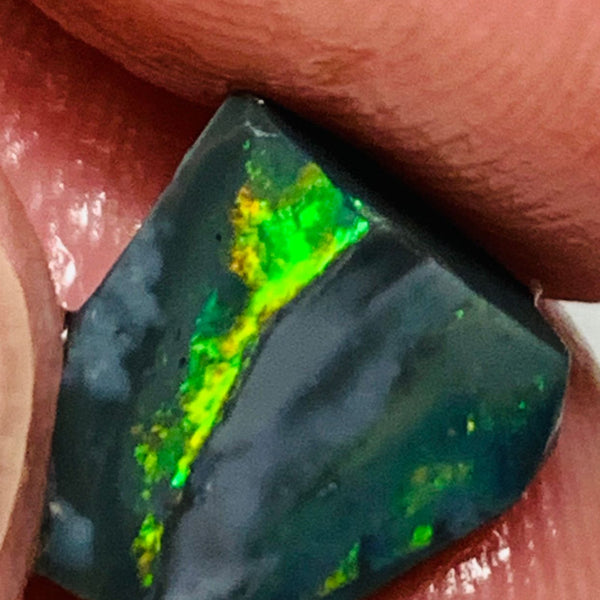 Australian Black Opal High Grade Rough / Rub / Preform N2 Bodytone 3.6cts Highly Bright Multifires & multi zones of colour 10x9x4mm WSM67