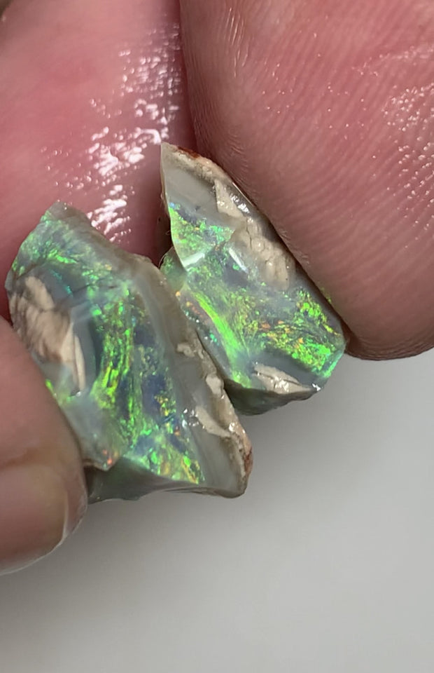 Australian Rough Opal Semi Black 13.5cts Cutters Candy  Gemmy Seam Split High Grade Vivid & Bright fires in stunning bars  18x9x9mm & 14x10x8mm WSN48