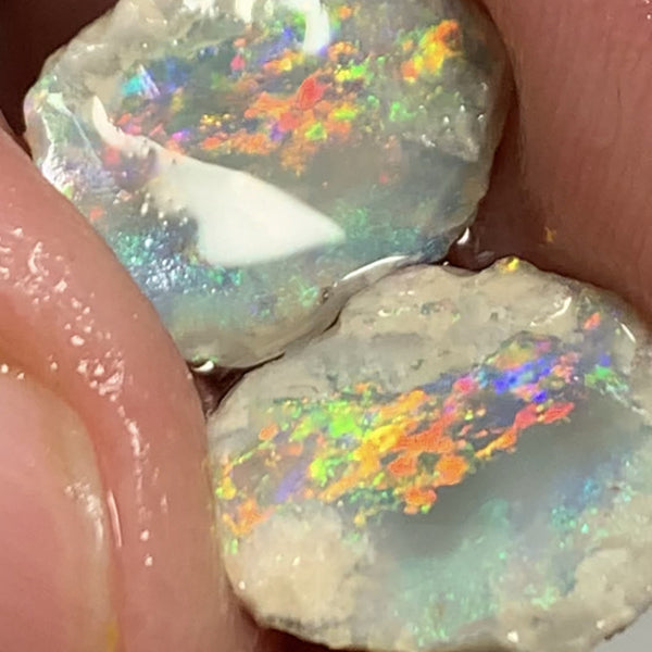 Australian Rough Opal 4.3cts Exotic Knobby Split Semi Black Stunning Multifires 23x19x3mm WSH66