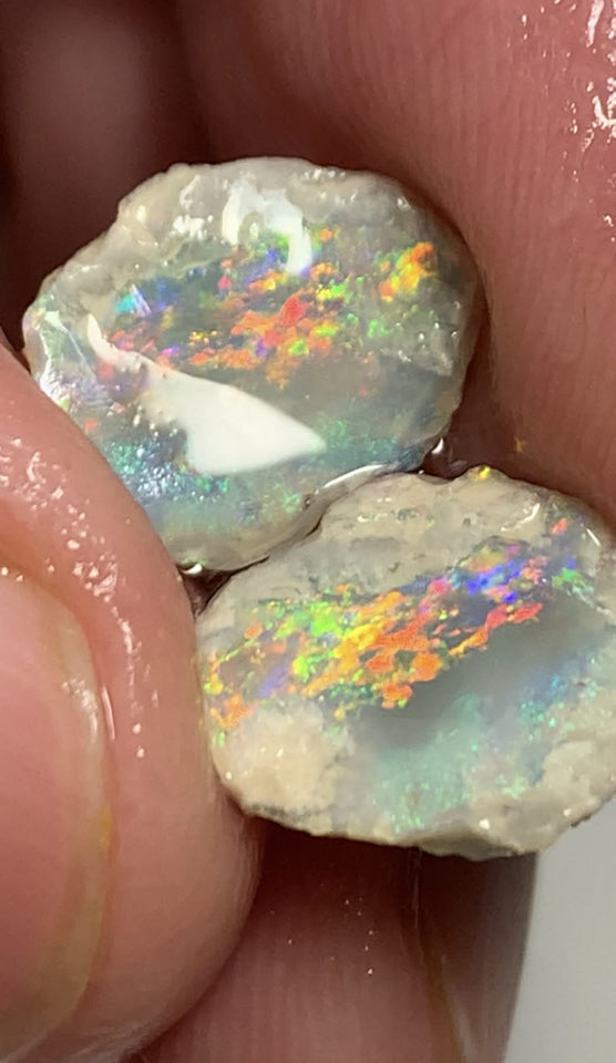 Australian Rough Opal 4.3cts Exotic Knobby Split Semi Black Stunning Multifires 23x19x3mm WSH66