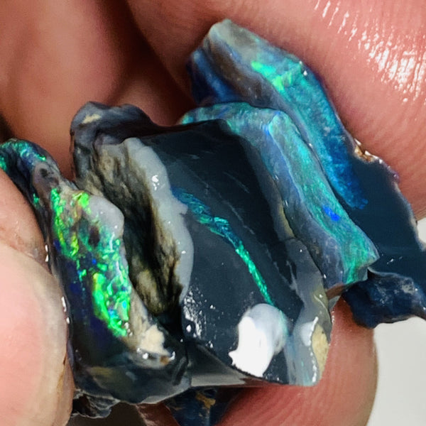 Australian Rough Opal Black Seam Stack 23cts  Exotic Gorgeous Bright Lovely FIRES in nice bars to cut 17x10x6mm to 20x6x3mm WSP59