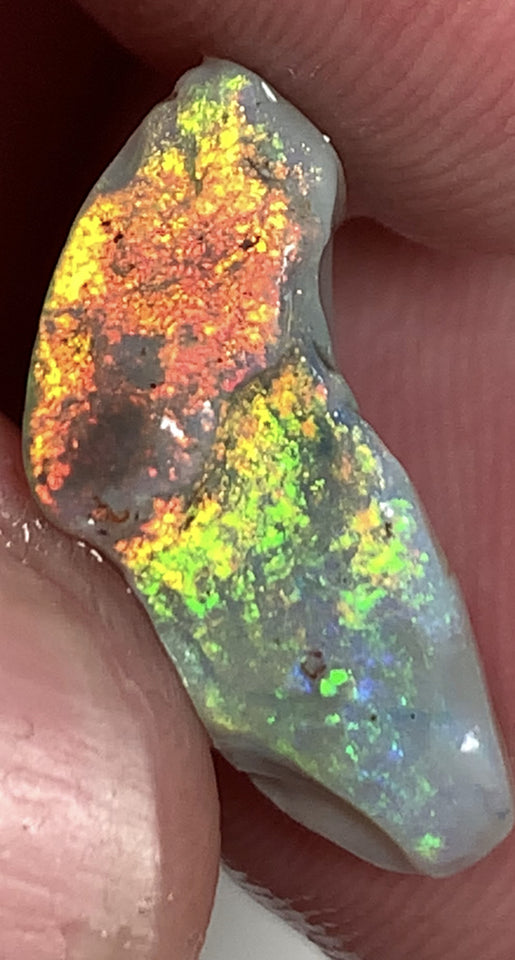 Australian Rough Opal 5.8cts Exquisite Handpicked Select Semi Black Untouched Seam Super Bright Multi colour fires to Cut / carve 20x8x6mm GEM1949