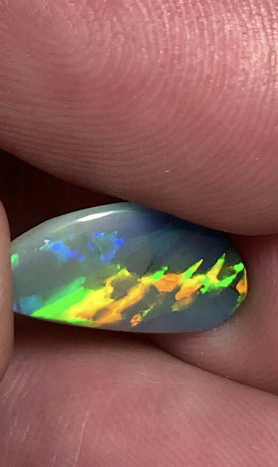 Australian Semi Black Opal Gemstone 1.9cts Gem Grade  N5 Body Tone B2 Brightness Amazing Multi fires & Killer Ribbon pattern 17x9x1.5mm GEM999