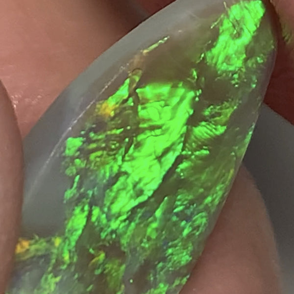 Australian Rough / Rub Dark Crystal opal 4.6cts Stunning Big Clean Bright Mostly Green fires 19x12x3mm WSM84