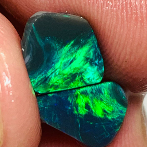 Australian Black Opal Rough Rub GEM GRADE PAIR 2.8cts Mulga® Field of Grawin Bright and Vibrant MultiFires Top Notch!!! WSC343