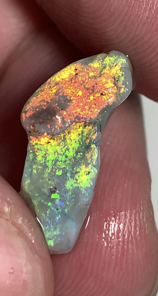 Australian Rough Opal 5.8cts Exquisite Handpicked Select Semi Black Untouched Seam Super Bright Multi colour fires to Cut / carve 20x8x6mm GEM1949