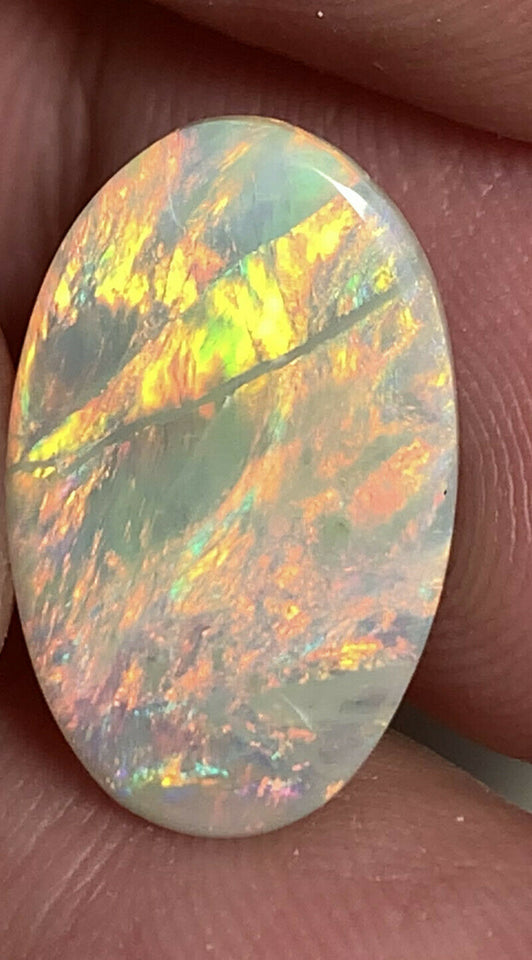 Australian Semi Black Opal Gemstone 3.4cts N7 Body Tone B3 Brightness Stunning Multi fires & play of colour 18x11x2mm GEM1344