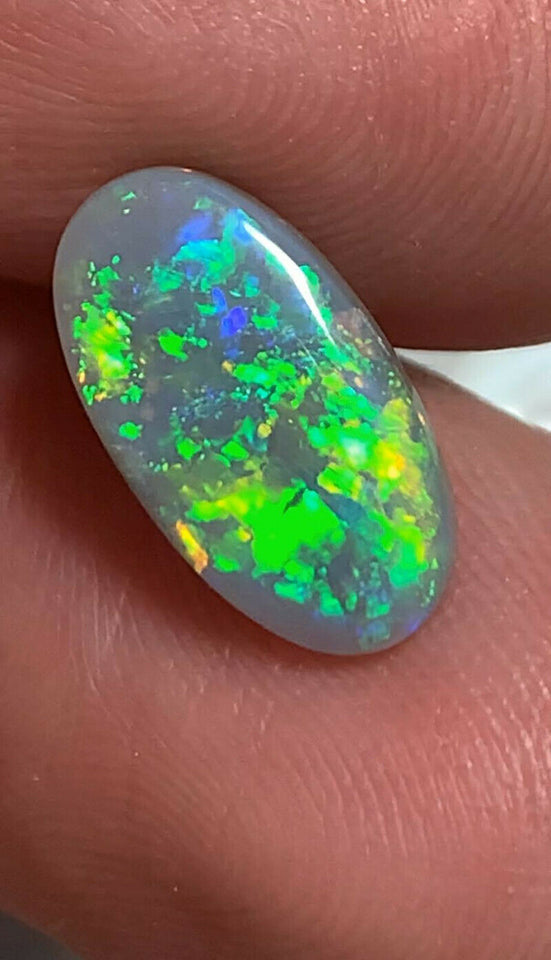 Australian Semi Black Opal Gemstone 2.2cts Coocoran Field N5 Body Tone B2 Brightness Stunning Multi fires & Mosaic/Block pattern 14x7x2.5mm  GEM709