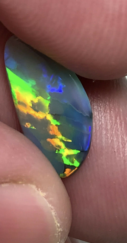 Australian Semi Black Opal Gemstone 1.9cts Gem Grade  N5 Body Tone B2 Brightness Amazing Multi fires & Killer Ribbon pattern 17x9x1.5mm GEM999