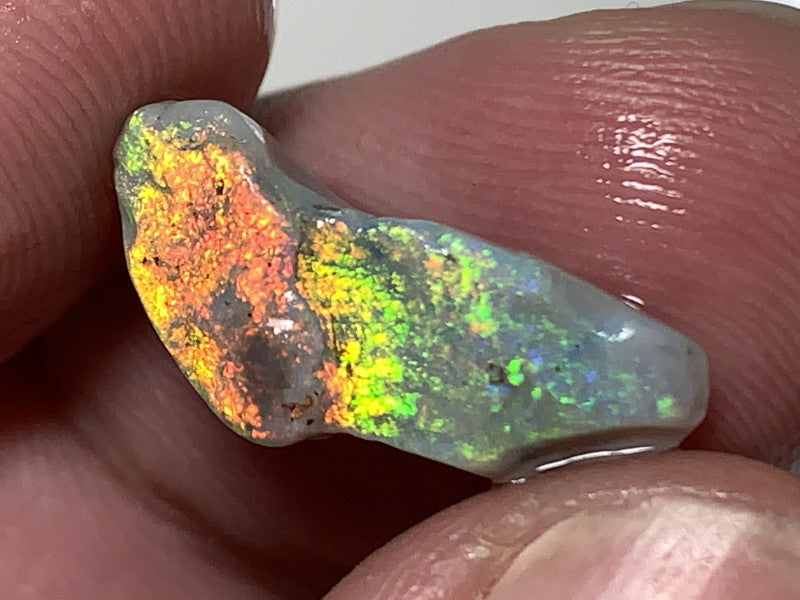 Australian Rough Opal 5.8cts Exquisite Handpicked Select Semi Black Untouched Seam Super Bright Multi colour fires to Cut / carve 20x8x6mm GEM1949