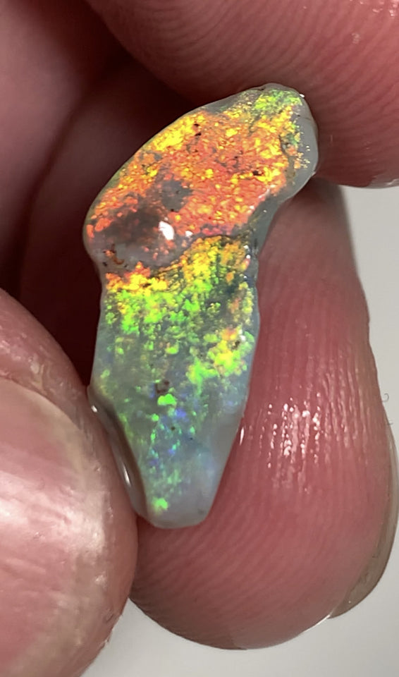 Australian Rough Opal 5.8cts Exquisite Handpicked Select Semi Black Untouched Seam Super Bright Multi colour fires to Cut / carve 20x8x6mm GEM1949